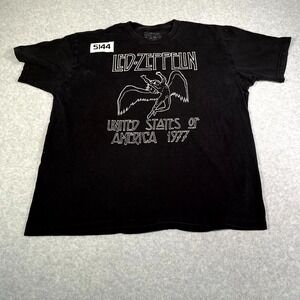 Led Zeppelin T Shirt Mens XL Black Cotton Crew Neck United State of America 1977